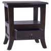 Bedside Cabinet Light Black Coffee Solid Mahogany Wood