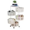 Household Storage Rotatable Kitchen Organizers Bedroom Movable Bathroom 3-5 Layers With Wheels 3-layer Stockpile Shelf