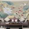 Chinese Lotus Carp Bedroom Tapestry TV Backdrop Tapestry Living Room Tapestry Decoration, 39x51 inch