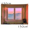 Seascape Pink Late Sunset Wall Art Backdrop Tapestry Bedroom Dorm Bedside Wall Fake Window Tapestry Decor,59x51 inch