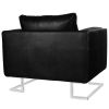 Cube Armchair with Chrome Feet Black Leather