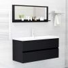 Bathroom Mirror Black 39.4"x4.1"x14.6" Chipboard