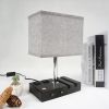 Touch Lamp with 2 Phone Stands,Dimmable USB Lamp Include 2 Warm Edison Bulbs, Grey Table Lamp Built in 2 USB Ports & 2 AC Outlet, Bedside Lamps Idea f