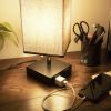 Bedside Lamps for Bedrooms - Table Lamps for Nightstand with USB Ports, Small Night Stand Light Lamp with Grey Fabric Shade for End Table Living Room