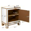 Modern Mirrored Nightstand with 2 Storage Cabinets for Living Room/Bedroom,Crystal Knobs