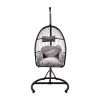 Outdoor Patio Wicker Hanging Chair Swing, PVC Rattan Hammock Egg Chairs with C Type Bracket, With Cushion and Pillow for Patio, Bedroom Balcony,Indoor