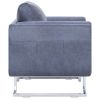 Cube Armchair Gray Faux Suede Leather