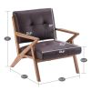 Retro Single Sofa Chair Armchair Seat Accent Armchair Wood Frame Suede Brown