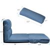 Double Chaise Lounge Sofa Floor Couch and Sofa with Two Pillows for Living Room (Blue) RT