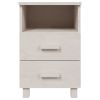 Bedside Cabinet White 15.7"x13.8"x24.4" Solid Wood Pine