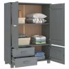 Wardrobe Dark Gray 39"x17.7"x53.9" Solid Wood Pine