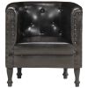 Tub Chair Black Real Leather