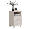 Bedside Cabinet White 15.7"x13.8"x24.4" Solid Wood Pine