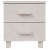 Bedside Cabinet White 15.7"x13.8"x17.5" Solid Pinewood