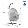 Large Hanging Egg Chair with Stand & UV Resistant Cushion Hammock Chairs with C-Stand for Outdoor