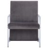 Armchair with Chrome Feet Dark Gray Velvet