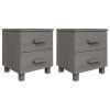 Bedside Cabinets 2 pcs Light Gray 15.7"x13.8"x17.5" Solid Pinewood