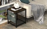 Side Table with Storage Bag, Square End Table with Grid storage rack, Sofa Table for Living Room, Bedroom, Small Spaces,Easy Assembly,Rustic Brown