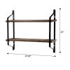 2 Tiers Floating Shelves Wall Mounted Industrial Wall Shelves for Living Room Bedroom Kitchen Entryway Wood Storage Shelf--YS