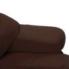 Recliner Chair with Footstool Brown Faux Leather and Bentwood