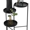 3 Tier Foldable Metal Plant Stand with Trays for Living Room, Bedroom, Balcony, Hallway, Black