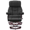 Recliner Chair with Footstool Black Faux Leather and Bentwood