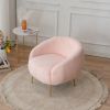 FCH Faux Fur Barrel Accent Chair with Ottoman for Bedroom Living Room Guestroom, Pink