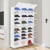 12-Tier Portable 72 Pair Shoe Rack Organizer 36 Grids Tower Shelf Storage Cabinet Stand Expandable for Heels, Boots, Slippers, White RT