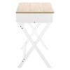 conifferism Simple Student White Writing Desk with 2 Storage Drawers, Modern Wood Computer Table Desk, Sturdy X-Shaped Leg for Home Office, Bedroom