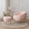 FCH Faux Fur Barrel Accent Chair with Ottoman for Bedroom Living Room Guestroom, Pink