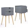 Bedroom Nightstand With 2 Storage Drawers - 2 Pcs Sets