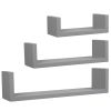 Set of 3, Floating Display Shelves Ledge Bookshelf Wall Mount Storage Gray Floating Shelves Wall Mounted - Decorative Storage Shelf, Multi-use Home St