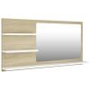 Bathroom Mirror White and Sonoma Oak 35.4"x4.1"x17.7" Chipboard