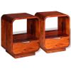 Nightstand with Drawer 2 pcs Solid Sheesham Wood 15.8"x11.8"x19.7"