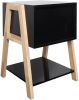 Nightstand Side Table Side Table with Storage Drawers and Open Shelves Solid Wood Nightstand with Solid Wood Legs Modern Nightstand for Bedroom Living