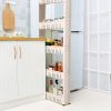 Laundry Room Organizer, Mobile Shelving Unit Organizer with 5 Large Storage Baskets, Gap Storage Slim Slide Out Pantry Storage Rack for Narrow Spaces