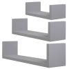 Set of 3, Floating Display Shelves Ledge Bookshelf Wall Mount Storage Gray Floating Shelves Wall Mounted - Decorative Storage Shelf, Multi-use Home St