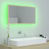 LED Bathroom Mirror Sonoma Oak 31.5"x3.3"x14.6" Chipboard