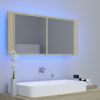 LED Bathroom Mirror Cabinet Sonoma Oak 39.4"x4.7"x17.7"