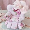 Pink Floral Jewelry Storage Box Organizer Bowknot Princess Heart Arm Chair Furniture Shape Mini Jewelry Holder