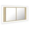 LED Bathroom Mirror Cabinet Sonoma Oak 35.4"x4.7"x17.7"