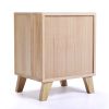 Set of 2 Wooden Nightstand with Two Drawers, End Table with Tall Legs, Multiple Usages Bedside Table, Indoors, Burlywood & White