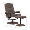 TV Armchair with Foot Stool Brown Faux Suede Leather