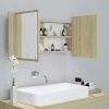 LED Bathroom Mirror Cabinet Sonoma Oak 35.4"x4.7"x17.7"