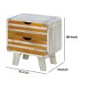 DunaWest Wilma 18 Inch Rustic Wood Side Table Nightstand with 2 Drawers, Antique White