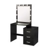 Dressing Table Modern Vanity Table Set with Large Light Mirror Adjustable Brightness, Makeup Dresser with 3 Drawers Bedroom Furniture