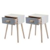 Set of 2 Nightstand, Wooden Bedside Table, End Table for Living Room, Bedroom and Office