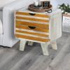 DunaWest Wilma 18 Inch Rustic Wood Side Table Nightstand with 2 Drawers, Antique White