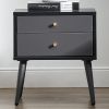 Modern Nightstand with 2 Drawers, Suitable for Bedroom/Living Room/Side Table (Dark Grey)