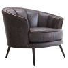 Modern PU Leather Tub Barrel Chair Leisure Accent Chair Upholstered Arm Club Chair for Living Room Meeting Room